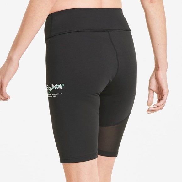Puma Evide Biker Shorts High Rise Waist Mesh Mid Thigh Length Black Size XS - Picture 14 of 14